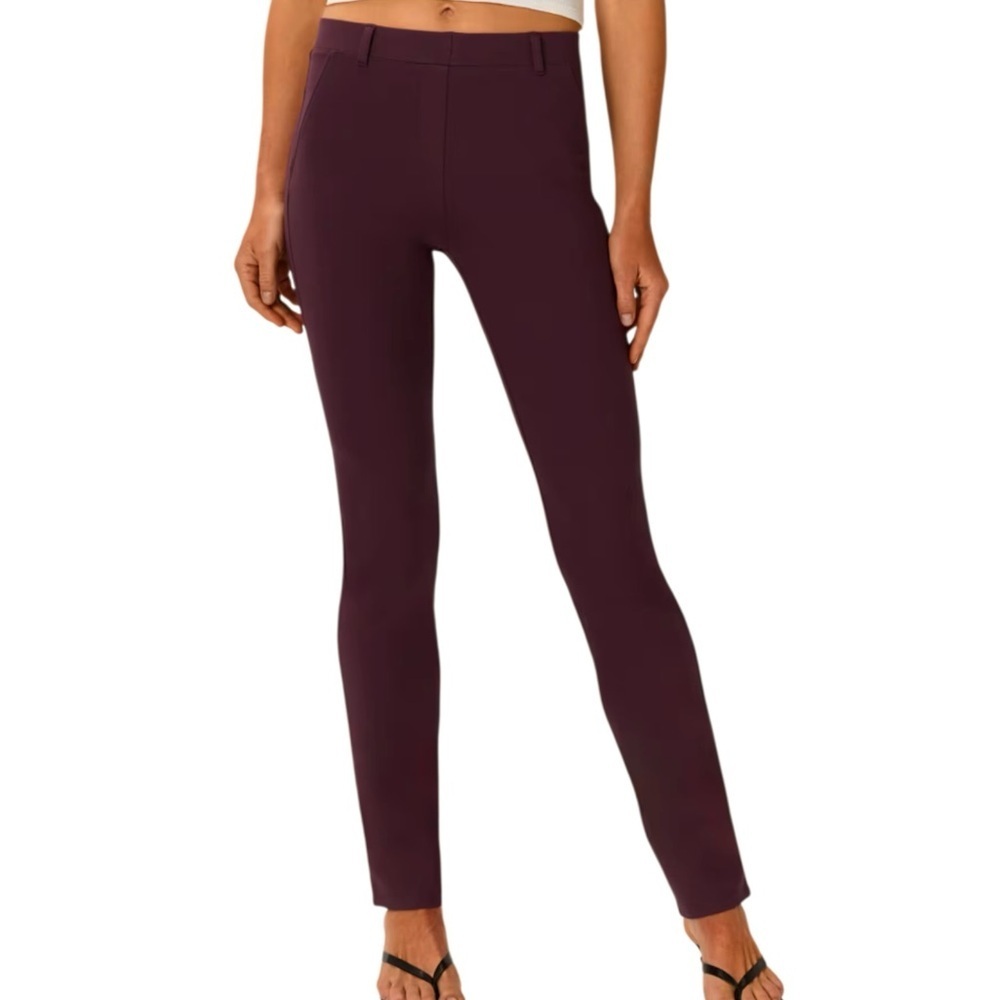 Quince Ultra-Stretch Ponte Straight Leg Pants Burgundy Size Medium